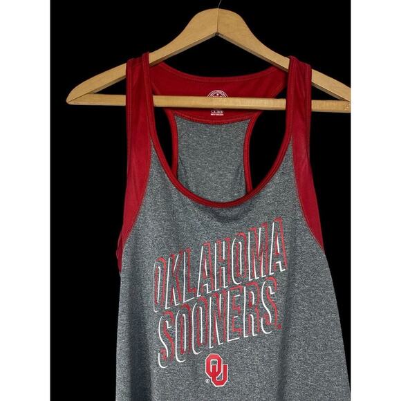 OU Tank Top Size XL Womens Oklahoma Sooners Gray Red Sleeveless Shirt Dri Fit - Picture 3 of 5